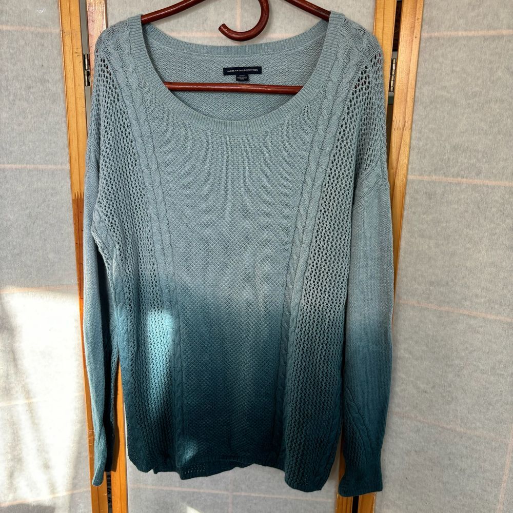 American Eagle Womens Ombre Knit‎ Ocean Blue Sweater Pullover Size M - W